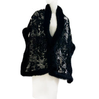 Fox Fur Trim Lace Stole - Flower Garden