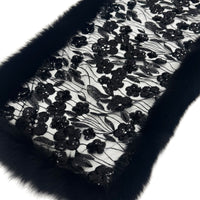 Fox Fur Trim Lace Stole - Flower Garden