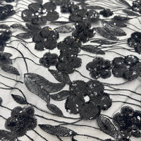 Fox Fur Trim Lace Stole - Flower Garden