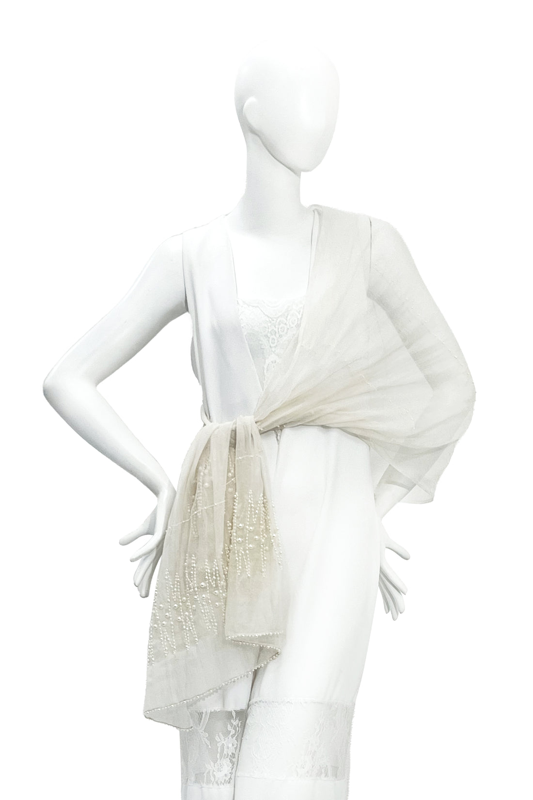  CHIE IMAI Scarf Collection - Pearl Of India "WHITE"