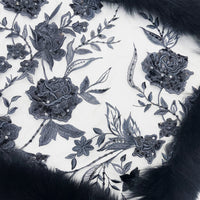 Fox Fur Trim Lace Stole - FLOWER