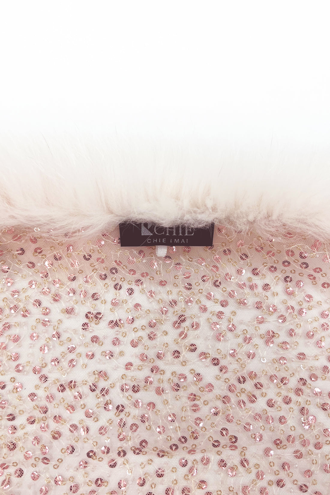Fox Fur Trim Lace Stole - ROSE GOLD