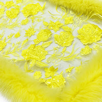 Fox Fur Trim Lace Stole - FLOWER