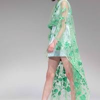 CHIE IMAI Floral Lace Long Cape - Green