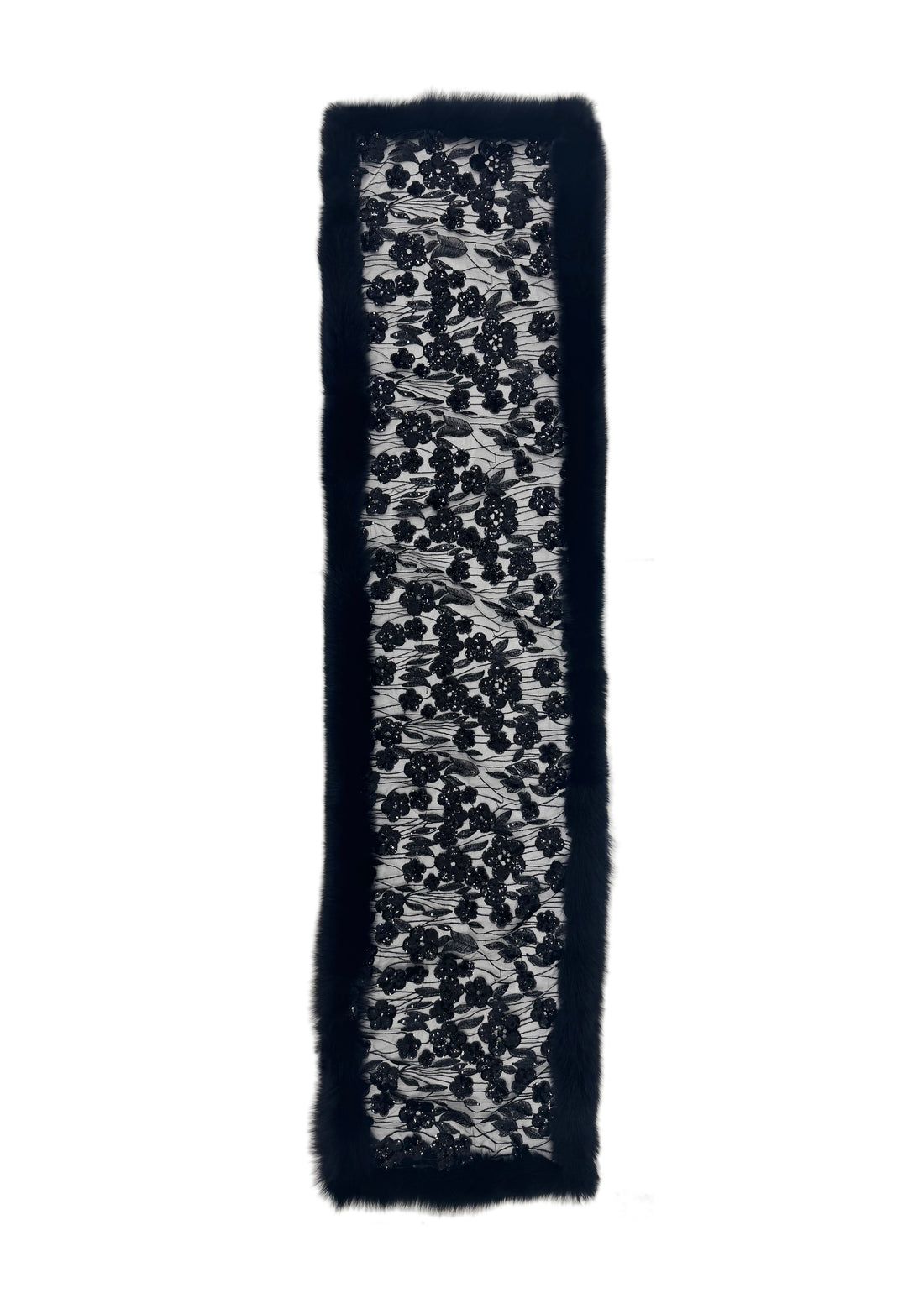 Fox Fur Trim Lace Stole - Flower Garden