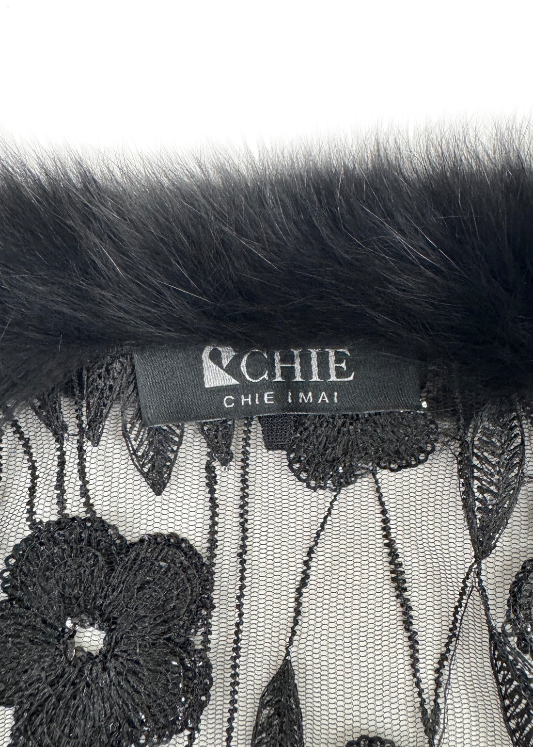 Fox Fur Trim Lace Stole - Flower Garden