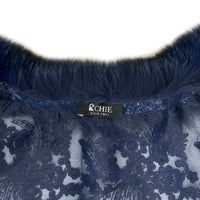 Fox Fur Collar & Trim Two Piece Lace Dress