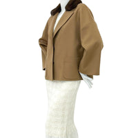 Short jacket in virgin wool with mink